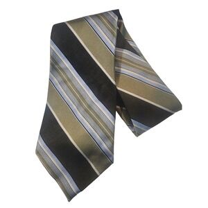 Calvin Klein Army Green Blue Diagonal Stripe Tie 100% Silk